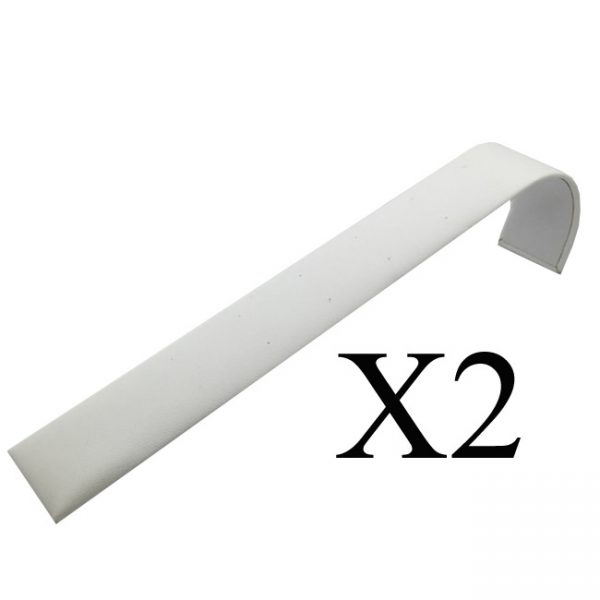 2 x White Leatherette Stud Earring Display Wave. Holds 6 Pairs of Studs. Dim 31(W) x 210(L) x 48mm(H).