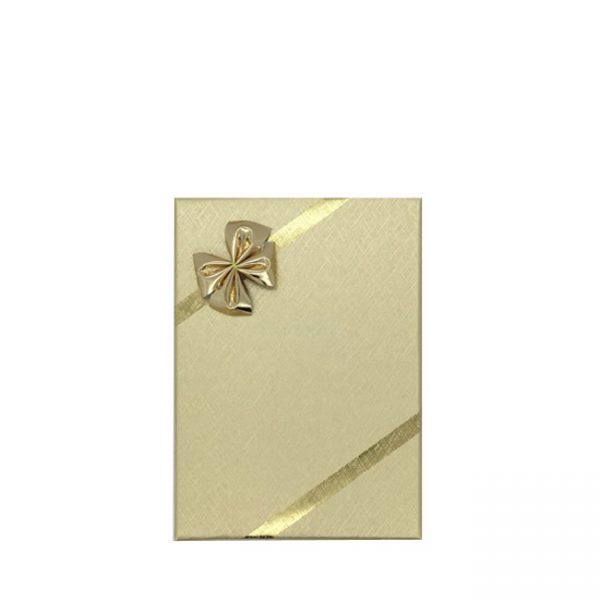 X48 NEW WITH PENDENT HOOK-Small Solid Gold Cardboard SET or Earring and Ring Set Gift Box with Gold Bow. Dim 54(w) x 80(d) - Image 3