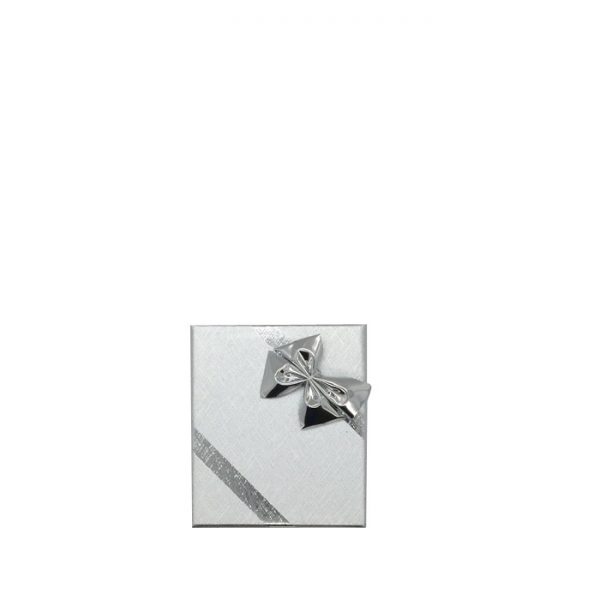Box of 60 - Solid Premium Silver Cardboard Ring Gift Box with Silver Bow. Dim 55(w) x 45(d) x 30mm(h). - Image 2