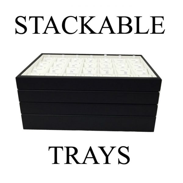 C-SERIES Black and White Premium Soft Padded Leatherette Bracelet Display Tray. Stackable. - Image 2