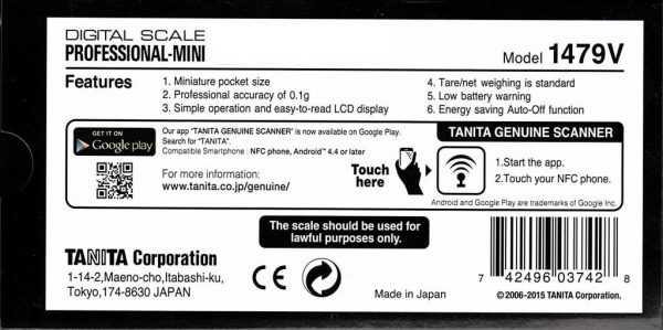 Bulk Box of 6 Tanita 1479V Mini Precision Pocket Scale 120g x 0.1g - Image 2