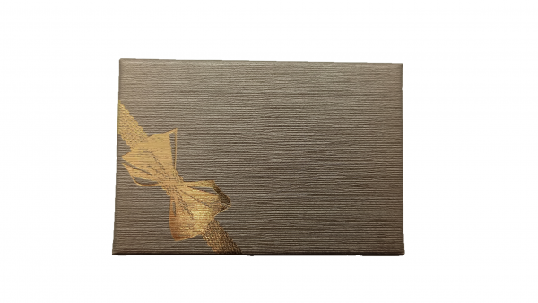 Box of 48 - Bronze Cardboard Earring Gift Box with Gold printed ribbon. Dim 54(w) x 80(d) x 23mm(h) - Image 2