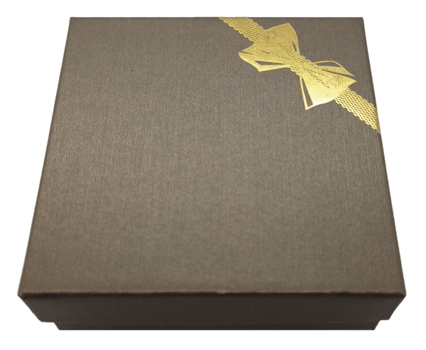 Box of 24 - Premium Brushed bronze Cardboard Bangle Gift Box with Gold ribbon and bow tie hot stamp. Dim 85(w) x 85(d) x 30mm(h) - Image 2