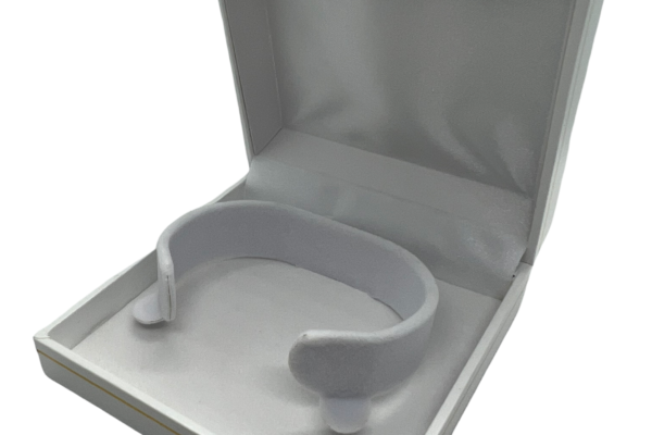 1 White Leather Look Bangle Bracelet Display Gift Box