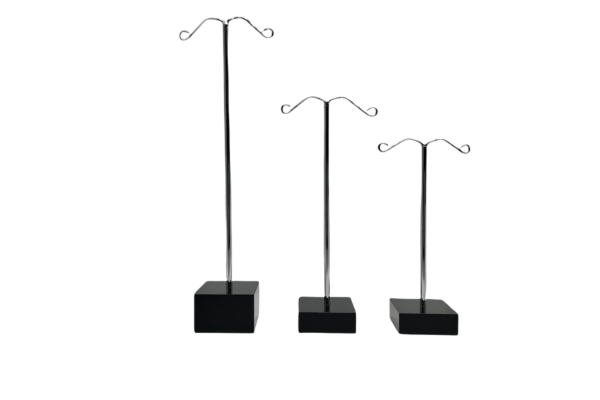 N SERIES 3 Piece Set Earring Display Stand - Black Acrylic Square Base