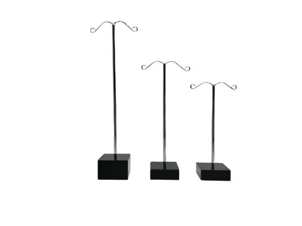 N SERIES 3 Piece Set Earring Display Stand - Black Acrylic Square Base