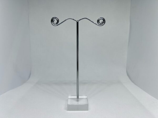 N SERIES SINGLE MEDIUM EARRING DISPLAY STAND - CLEAR ACRYLIC SQUARE BASE. HEIGHT 120mm