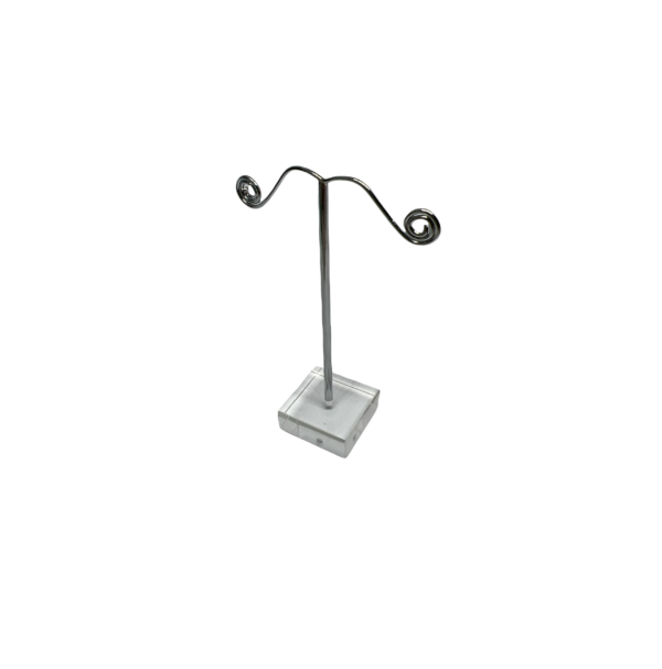 N SERIES SINGLE SMALL EARRING DISPLAY STAND - CLEAR ACRYLIC SQUARE BASE. HEIGHT 100mm - Image 2
