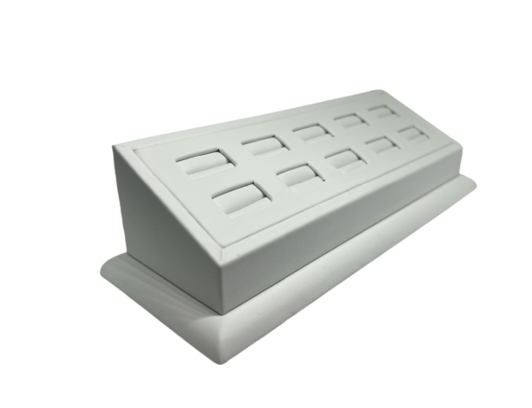 Premium White Leatherette 10 slot Ring Holder Display - Image 3