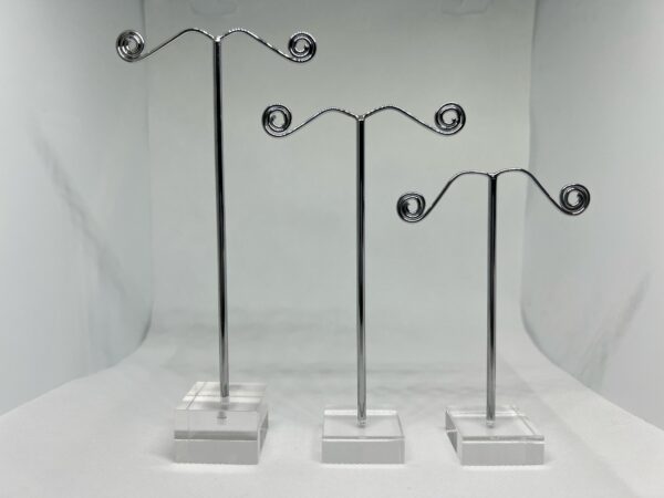 N SERIES 3 Piece Set Earring Display Stand - clear Acrylic Square Base