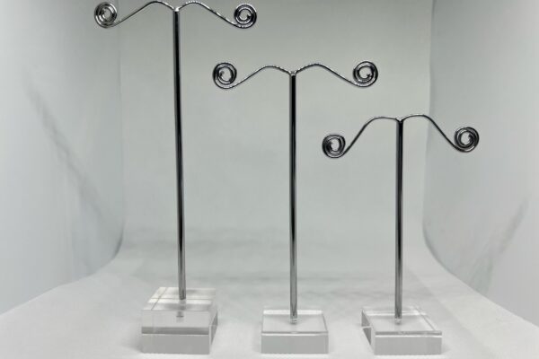 N SERIES 3 Piece Set Earring Display Stand - clear Acrylic Square Base