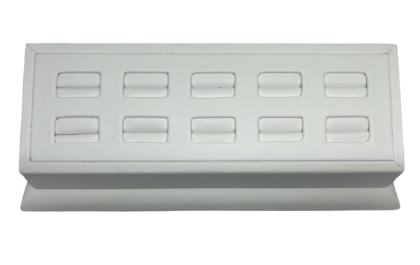 Premium White Leatherette 10 slot Ring Holder Display - Image 2