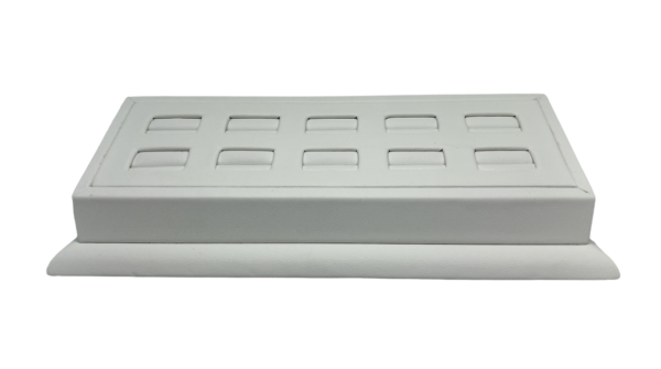 Premium White Leatherette 10 slot Ring Holder Display