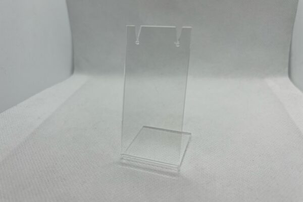 Angled Acrylic Earring Display Stand in clear. pack of 5. Height 73mm.
