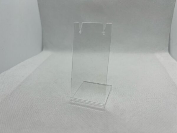 Angled Acrylic Earring Display Stand in clear. pack of 5. Height 73mm.