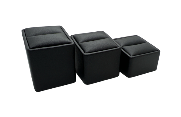 Premium Black Leatherette Risers. Set of 3