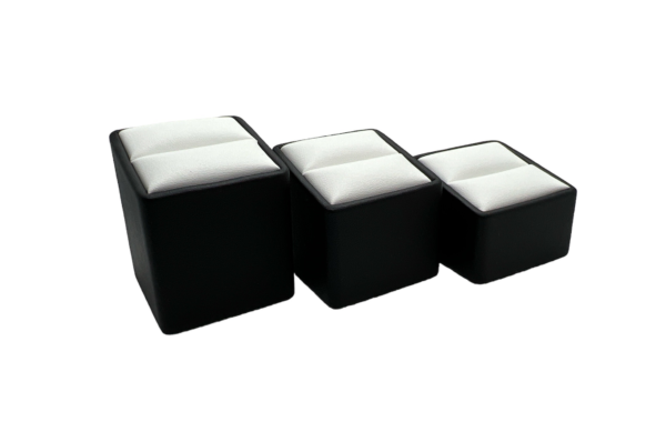 Premium Black & White Leatherette Risers. Set of 3