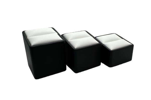 Premium Black & White Leatherette Risers. Set of 3